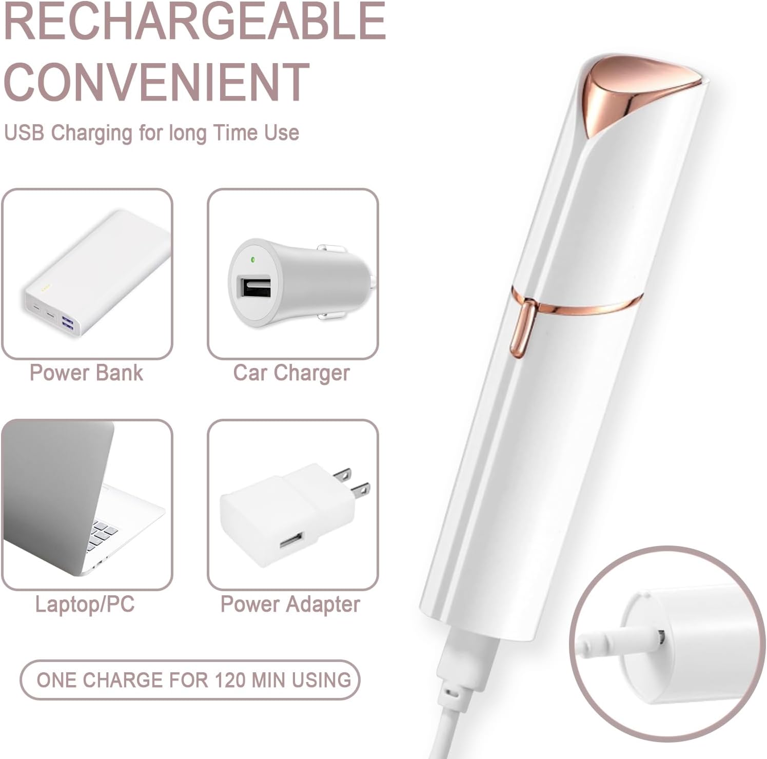 Portable Painless Face Shaver -  images 10 - At home facial hair removal, Battery operated facial hair remover, Electric facial hair remover for women - Product Description Achieve smooth, flawless skin 