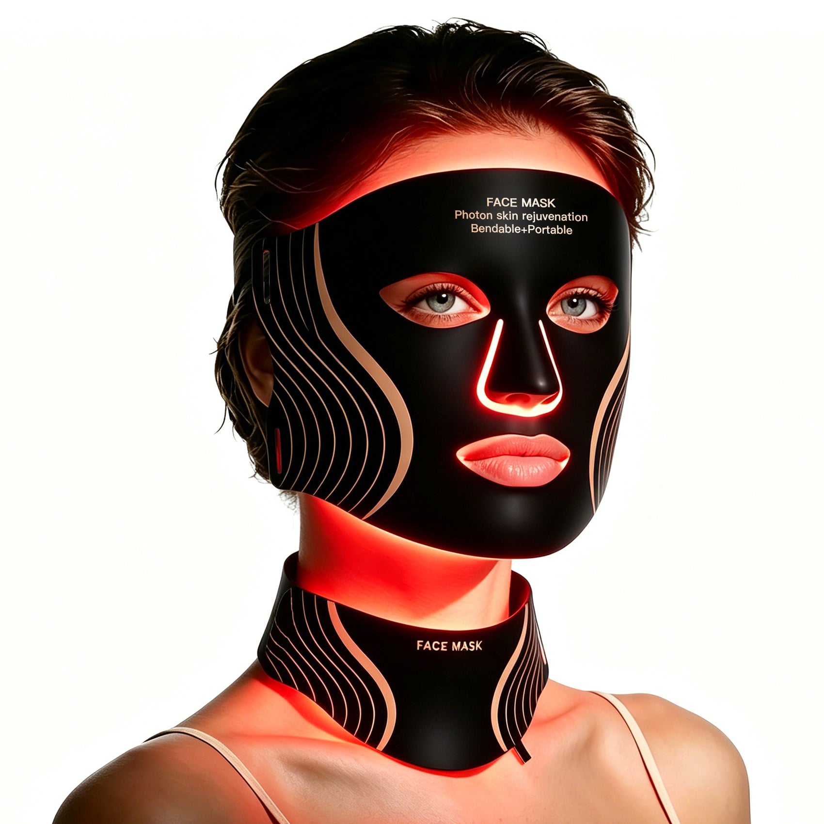 Silicone LED Light Therapy Face Mask for 7-Color Light Therapy - Acne Treatment Light