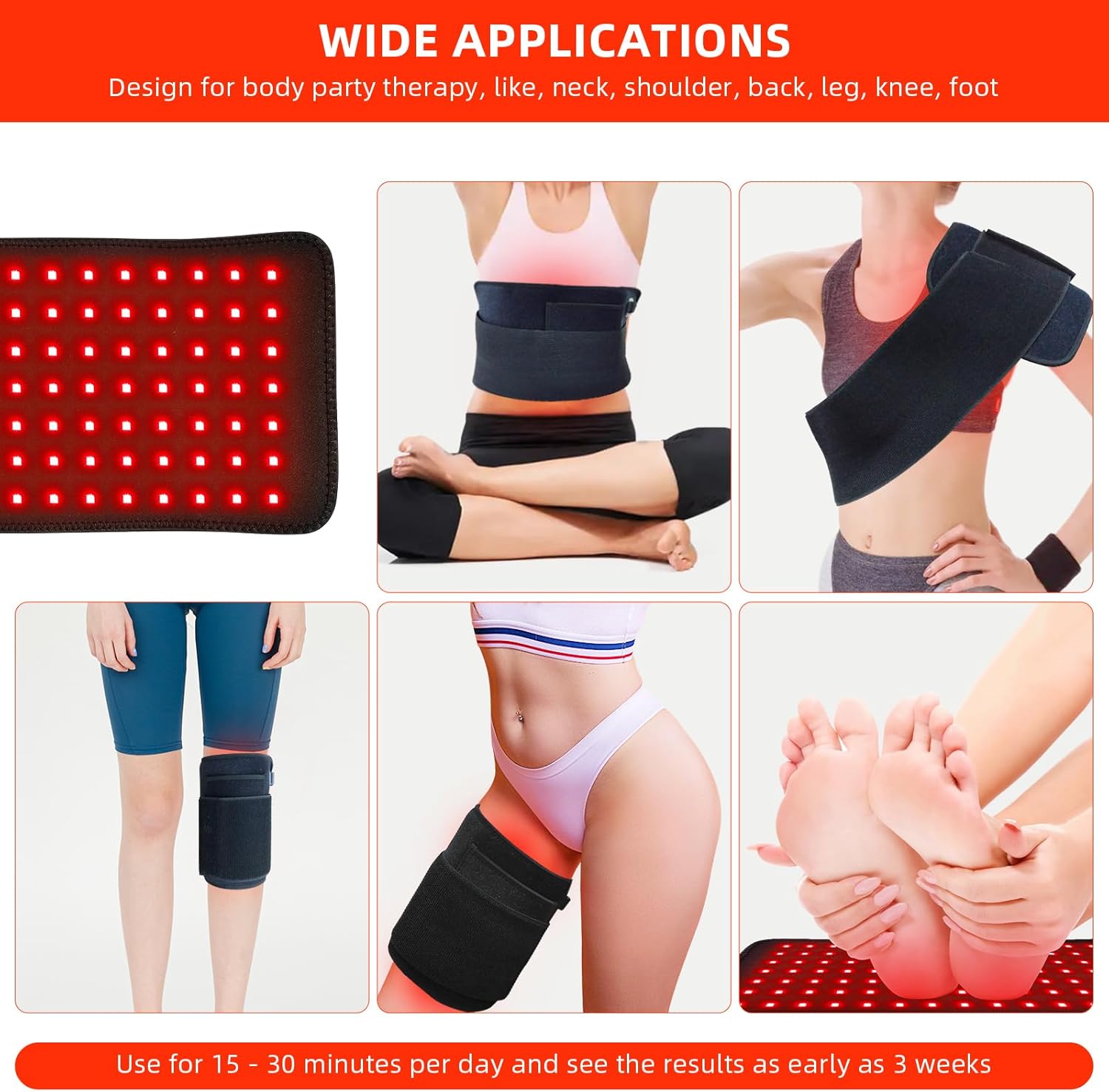 Using Pro-Grade Infrared Red Light Therapy Pad - 660nm & 850nm NIR for Deep Pain Relief & Muscle Recovery - Infrared Body Wrap